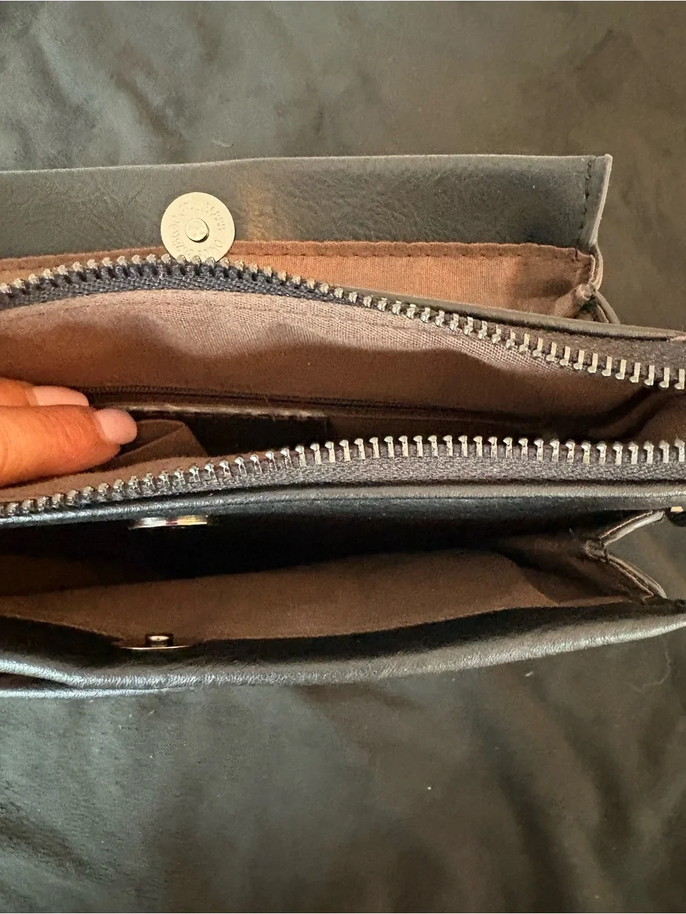 Black Crossbody Shoulder Bag - Minimal Leather Design